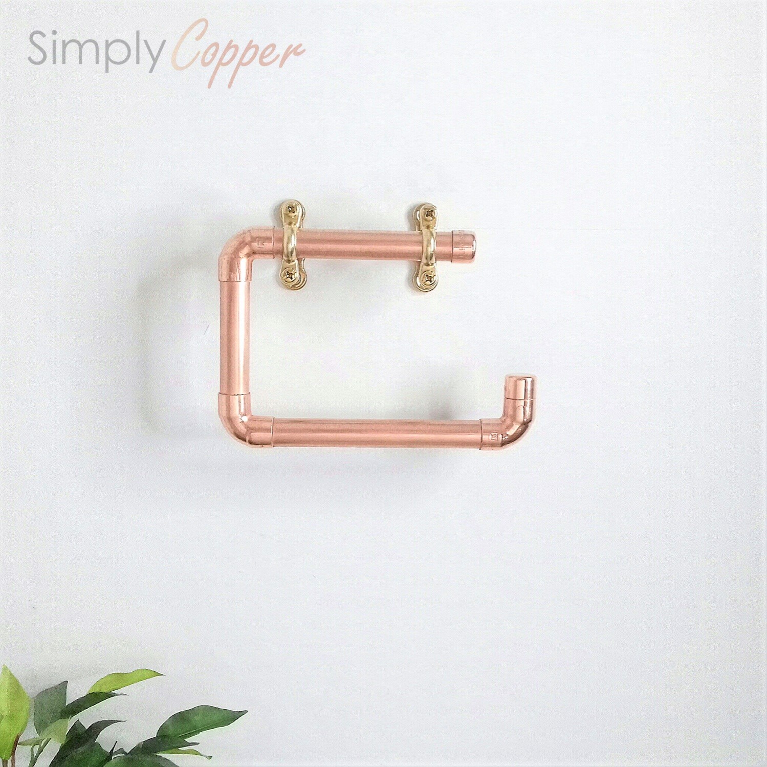 Copper Toilet Roll & Towel Holder Set with Brass Fixtures Simply