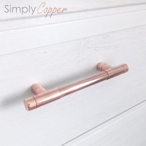 Cupboard Handle Ridged Detail Handmade Real Copper Copper Drawer Handle
