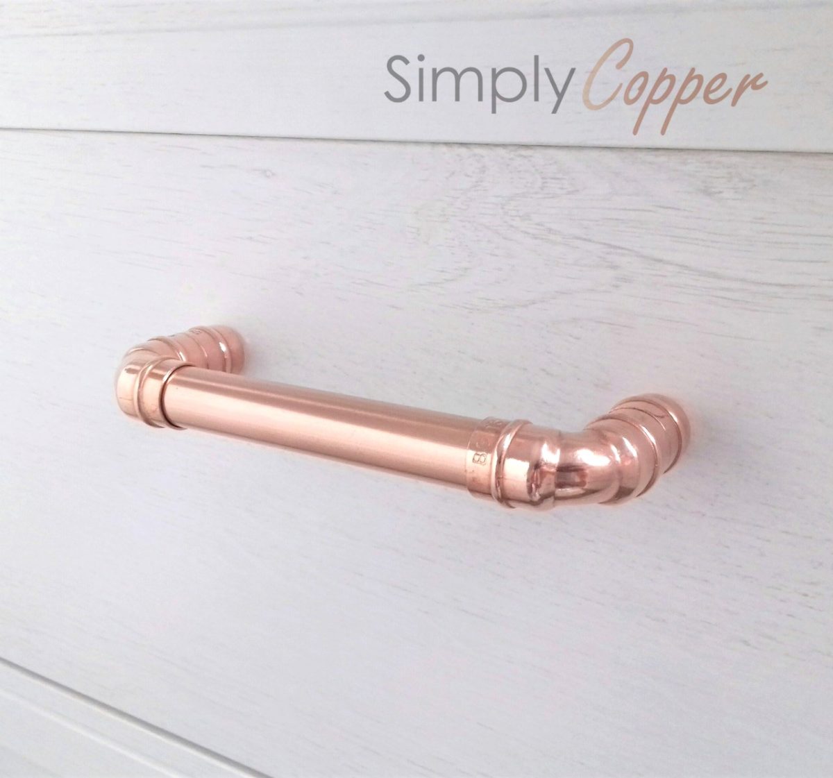 Handmade Copper DShape Drawer/Cupboard/Furniture Handle (Ridged Detail